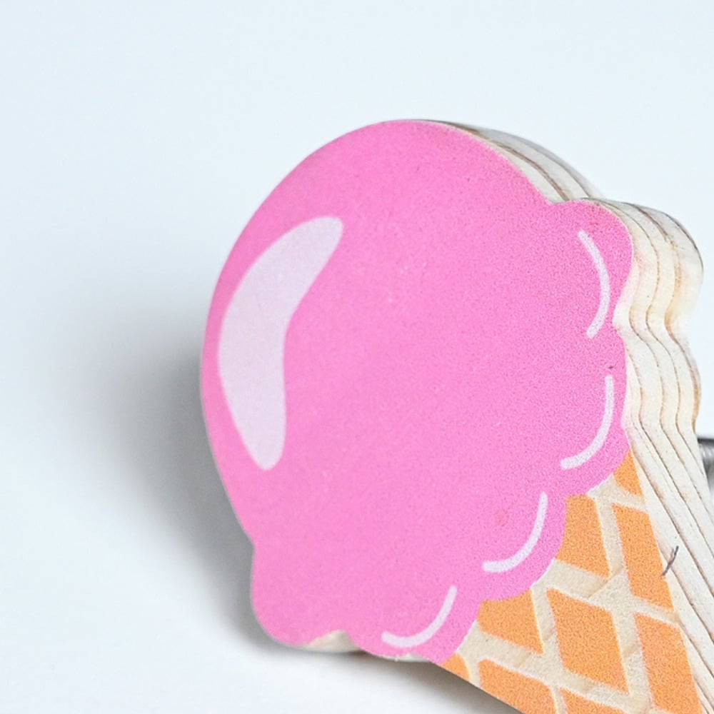 Handmade Pine Wood Pink Ice Cream Kids Knob